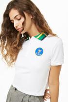 Forever21 Snoopy Patch Cropped Polo