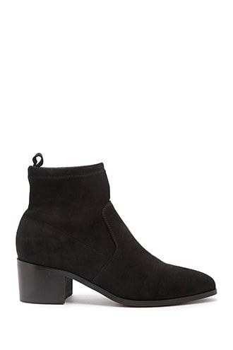 Forever21 Faux Suede & Microfiber Sock Ankle Booties