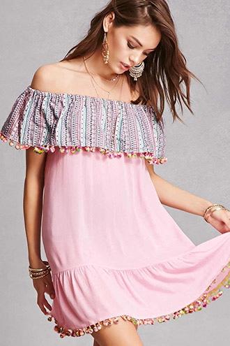 Forever21 Velzera Pom Pom Trim Dress