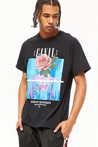 Forever21 Civil Regime Floral Graphic Tee