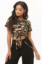 Forever21 Camo Self-tie Crop Top