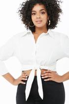 Forever21 Plus Size Tie-front Cropped Shirt