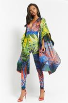 Forever21 Multicolored Tropical Leaf Print Jumpsuit