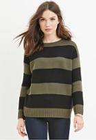 Forever21 Women's  Olive & Black Rugby Striped Sweater