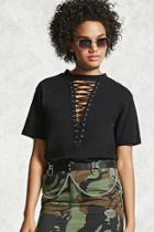 Forever21 Plunging Lace-up Tee