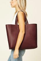 Forever21 Burgundy Faux Leather Tote Bag