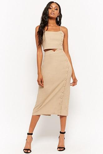Forever21 Side Button Cami & Skirt Set