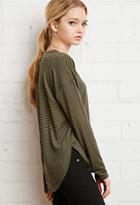 Forever21 Women's  Striped Dolphin Hem Top (olive/black)