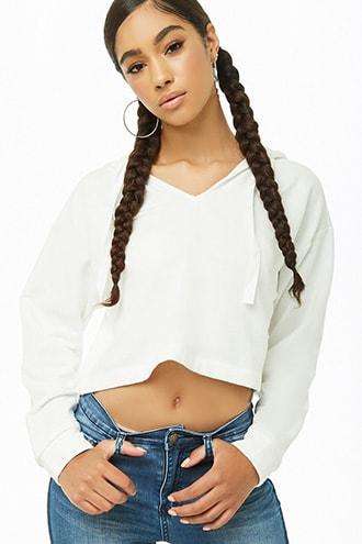 Forever21 Cropped Hooded Pullover