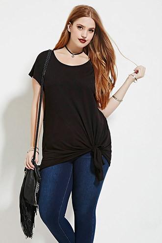 Forever21 Plus Women's  Black Plus Size Self-tie Top