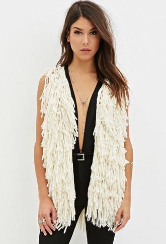 Forever21 Knotted Fringe Vest