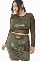 Forever21 Plus Size Metallic Striped Crop Top & Skirt Set