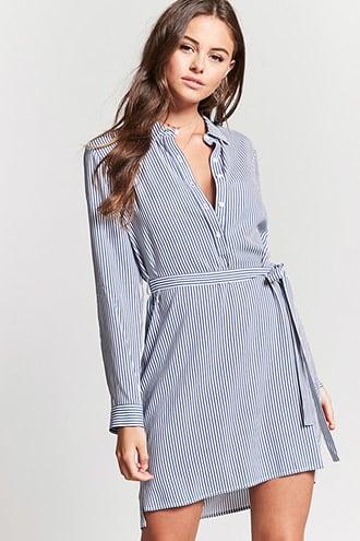 Forever21 Striped Popover Shirt Dress