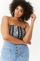 Forever21 Plus Size Floral Ornate Cropped Tube Top