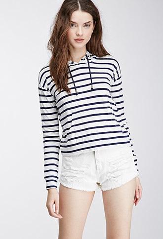 Forever21 Hooded Striped Pullover