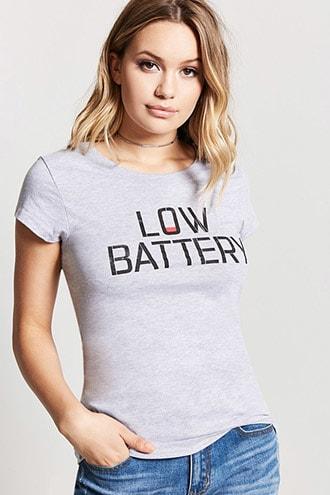 Forever21 Low Battery Graphic Tee