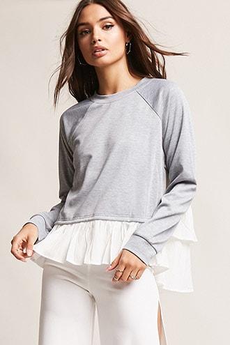 Forever21 Ruffled Combo Pullover
