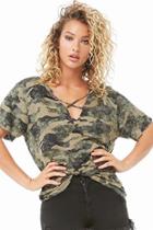 Forever21 French Terry Camo Strappy Top