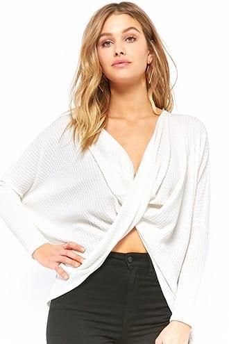 Forever21 Waffle-knit Tulip-hem Top