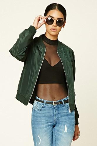 Forever21 Women's  Zip-front Bomber Jacket