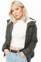 Forever21 Hooded Faux Shearling-lined Puffer Jacket