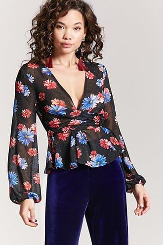 Forever21 Sheer Open-back Floral Top