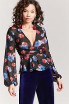 Forever21 Sheer Open-back Floral Top