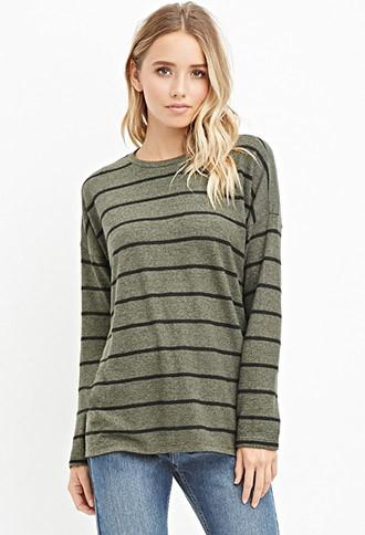 Forever21 Marled Stripe Fleece Top