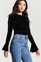 Forever21 Velvet Bell-sleeve Crop Top