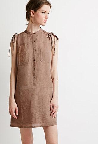 Forever21 Contemporary Utility Linen Popover Dress