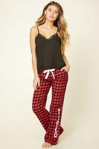 Forever21 Women's  Tired Graphic Plaid Pj Pants