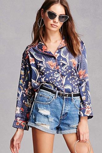 Forever21 Pixie & Diamond Paisley Satin Shirt