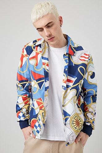 Forever21 Nautical Print Windbreaker