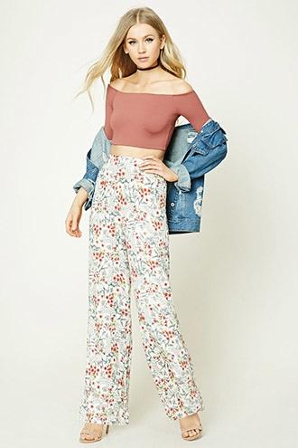 Forever21 Floral Wide-leg Pants