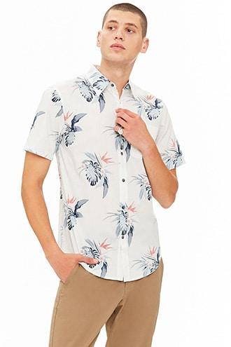 Forever21 Ocean Current Tropical Print Shirt