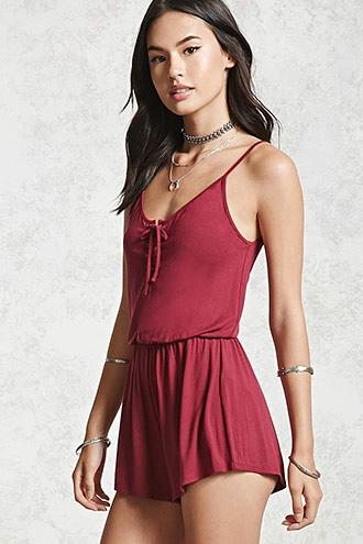 Forever21 Lace-up Cami Romper