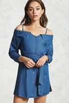 Forever21 Chambray Open-shoulder Dress