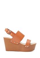 Forever21 Women's  Faux Leather Wedge Sandals