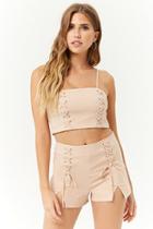 Forever21 Lace-up Cropped Cami & Shorts Set