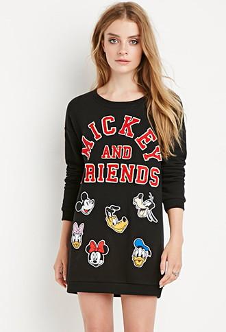 Forever21 Mickey Patch Sweatshirt Dress