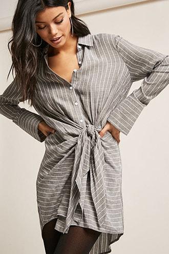 Forever21 Striped Tie-front Dress