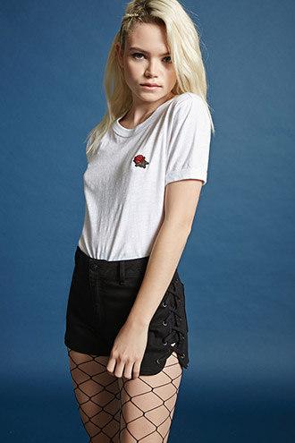 Forever21 Slub Knit Floral Tee