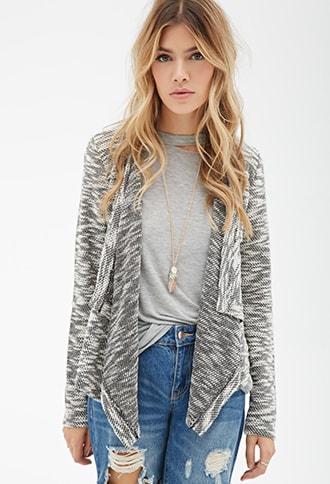 Forever21 Lace-paneled Slub Knit Cardigan