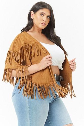 Forever21 Plus Size Faux Suede Fringe Cape