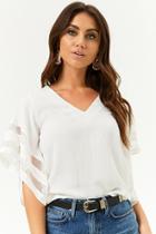 Forever21 Shadow-striped Angel Sleeve Top