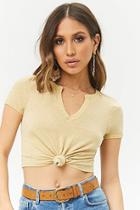 Forever21 Knot-front Marled Crop Top