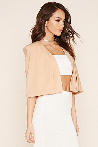 Forever21 Women's Nude Tiger Mist Cape Blazer