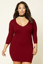 Forever21 Plus Women's  Wine Plus Size Bodycon Dress