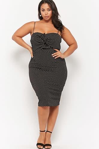 Forever21 Plus Size Polka Dot Twist-front Dress