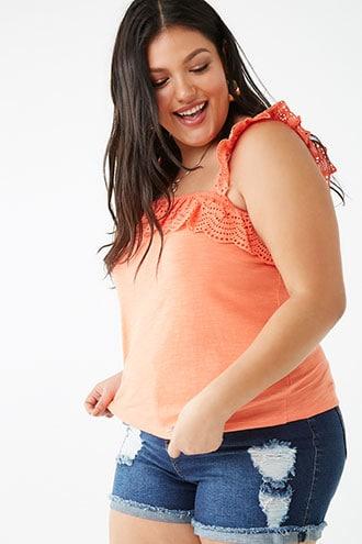 Forever21 Plus Size Floral Crochet-trim Top